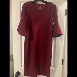 PinkBlush Fitted Ruffle Sleeve Maternity Dress
